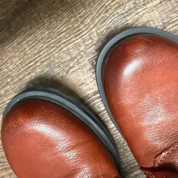 MJUS Sz. 38 (7.5) worn twice!! Brown Leather Ankle Boots zip suede top cognac - Picture 10 of 16
